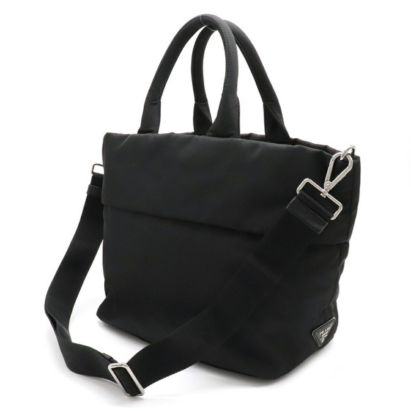 Prada Nero Bag Nylon Black Shoulder Leather 2WAY - Picture 1 of 8